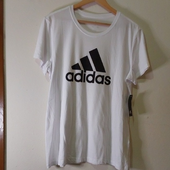 Adidas White Tee with Black Emblem - Picture 1 of 4